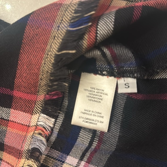 Cloth & Stone for Anthropologie Mallory Plaid Short Sleeve Back Button Blouse-Sm - Picture 11 of 13